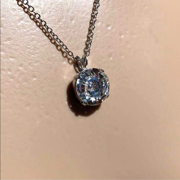 Swarovski Large Clear Round Crystal Pendant On Silver Chain Necklace - Picture 16 of 16